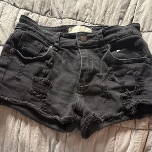 Distressed Black Jean Shorts for Women
